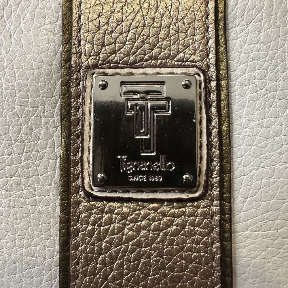 Tignanello Zip Around Wallet Rose Gold Silver Metallic White Leather Cards *READ - Picture 2 of 16